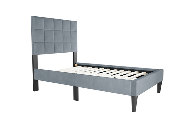 English Elm Twin Bed - Stylish Upholstered Design With Adjustable Headboard, Biscuit Tufting & Easy Assembly Options B089P240518-GIGA