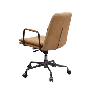 English Elm Eclarn Top Grain Leather Office Chair - Brown PU Upholstered, 360° Swivel, Adjustable Height Ergonomic Comfort B2726P256271