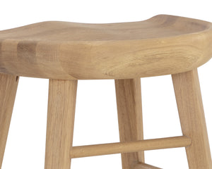Sunpan Dominic Counter Stool - Solid Oak Craftsmanship with Sculpted Seat for Elegant Modern Spaces Light Oak