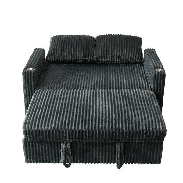 English Elm 53-inch Corduroy Recliner Sofa Bed with Usb Port Five Position Backrest Adjustment W2564P335437