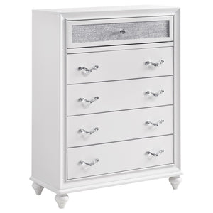 English Elm Randall Glamorous 5-Drawer Chest - Chic White Storage Solution With Crystal Hardware Accents B062P374129-GIGA