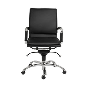 EuroStyle Gunar Pro Leatherette Low Back Task Chair with Chromed Steel Base for Offices Black 25 D x 23 W x 38.5 H 01263BLK