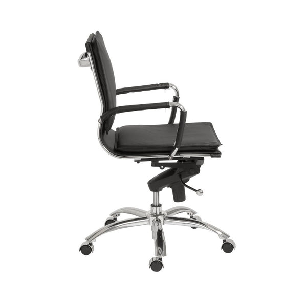 EuroStyle Gunar Pro Leatherette Low Back Task Chair with Chromed Steel Base for Offices Black 25 D x 23 W x 38.5 H 01263BLK