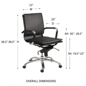 EuroStyle Gunar Pro Leatherette Low Back Task Chair with Chromed Steel Base for Offices Black 25 D x 23 W x 38.5 H 01263BLK