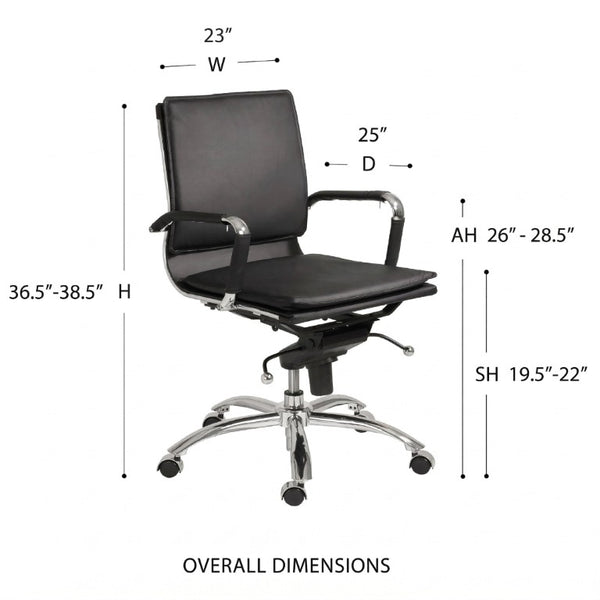 EuroStyle Gunar Pro Leatherette Low Back Task Chair with Chromed Steel Base for Offices Black 25 D x 23 W x 38.5 H 01263BLK