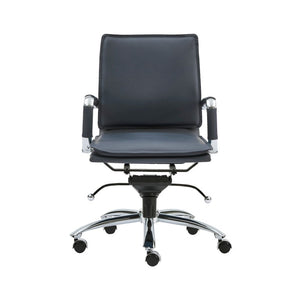 EuroStyle Gunar Pro Leatherette Low Back Task Chair with Chromed Steel Base for Offices Blue 25 D x 23 W x 38.5 H 01263BLU