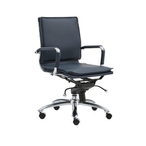 EuroStyle Gunar Pro Leatherette Low Back Task Chair with Chromed Steel Base for Offices Blue 25 D x 23 W x 38.5 H 01263BLU