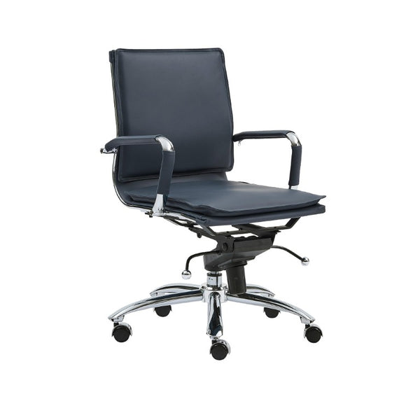 EuroStyle Gunar Pro Leatherette Low Back Task Chair with Chromed Steel Base for Offices Blue 25 D x 23 W x 38.5 H 01263BLU