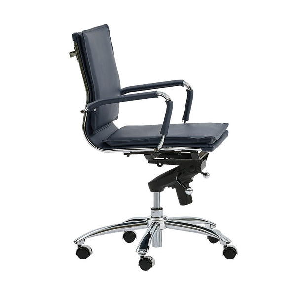 EuroStyle Gunar Pro Leatherette Low Back Task Chair with Chromed Steel Base for Offices Blue 25 D x 23 W x 38.5 H 01263BLU