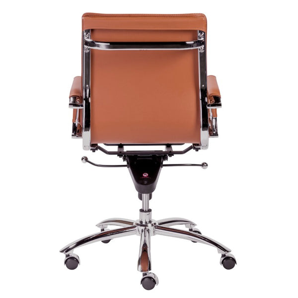 EuroStyle Gunar Pro Leatherette Low Back Task Chair with Chromed Steel Base for Offices Dark Caramel 25 D x 23 W x 38.5 H 01263COG