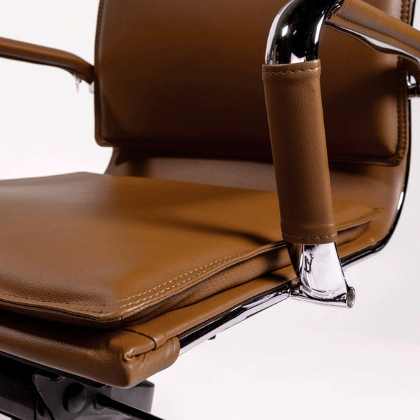 EuroStyle Gunar Pro Leatherette Low Back Task Chair with Chromed Steel Base for Offices Dark Caramel 25 D x 23 W x 38.5 H 01263COG