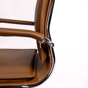 EuroStyle Gunar Pro Leatherette Low Back Task Chair with Chromed Steel Base for Offices Dark Caramel 25 D x 23 W x 38.5 H 01263COG