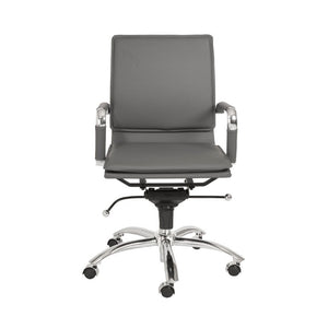 EuroStyle Gunar Pro Leatherette Low Back Task Chair with Chromed Steel Base for Offices Gray 25 D x 23 W x 38.5 H 01263GRY