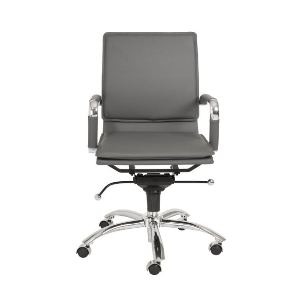 EuroStyle Gunar Pro Leatherette Low Back Task Chair with Chromed Steel Base for Offices Gray 25 D x 23 W x 38.5 H 01263GRY