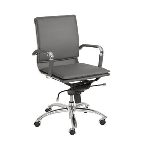 EuroStyle Gunar Pro Leatherette Low Back Task Chair with Chromed Steel Base for Offices Gray 25 D x 23 W x 38.5 H 01263GRY