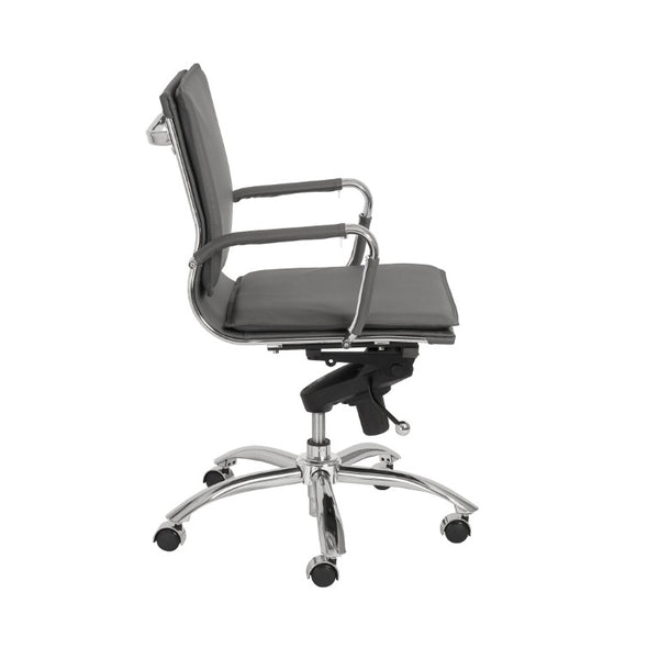 EuroStyle Gunar Pro Leatherette Low Back Task Chair with Chromed Steel Base for Offices Gray 25 D x 23 W x 38.5 H 01263GRY