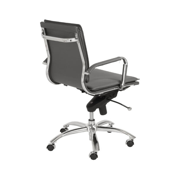EuroStyle Gunar Pro Leatherette Low Back Task Chair with Chromed Steel Base for Offices Gray 25 D x 23 W x 38.5 H 01263GRY