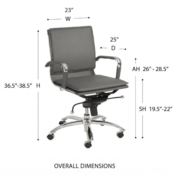 EuroStyle Gunar Pro Leatherette Low Back Task Chair with Chromed Steel Base for Offices Gray 25 D x 23 W x 38.5 H 01263GRY
