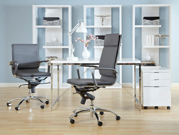 EuroStyle Gunar Pro Leatherette Low Back Task Chair with Chromed Steel Base for Offices Gray 25 D x 23 W x 38.5 H 01263GRY