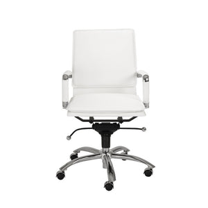 EuroStyle Gunar Pro Leatherette Low Back Task Chair with Chromed Steel Base for Offices White 25 D x 23 W x 38.5 H 01263WHT