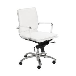 EuroStyle Gunar Pro Leatherette Low Back Task Chair with Chromed Steel Base for Offices White 25 D x 23 W x 38.5 H 01263WHT