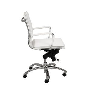 EuroStyle Gunar Pro Leatherette Low Back Task Chair with Chromed Steel Base for Offices White 25 D x 23 W x 38.5 H 01263WHT