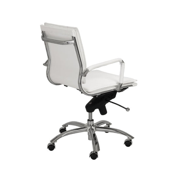 EuroStyle Gunar Pro Leatherette Low Back Task Chair with Chromed Steel Base for Offices White 25 D x 23 W x 38.5 H 01263WHT