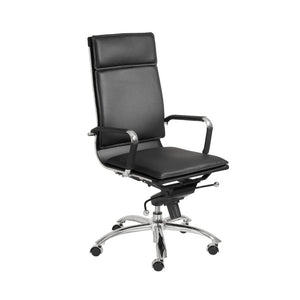 EuroStyle Gunar Pro Executive Leatherette Chair with Chrome Base and Adjustable Knee Tilt Black 25 D x 23 W x 46 H 01264BLK