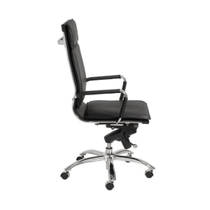 EuroStyle Gunar Pro Executive Leatherette Chair with Chrome Base and Adjustable Knee Tilt Black 25 D x 23 W x 46 H 01264BLK