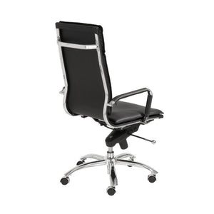 EuroStyle Gunar Pro Executive Leatherette Chair with Chrome Base and Adjustable Knee Tilt Black 25 D x 23 W x 46 H 01264BLK