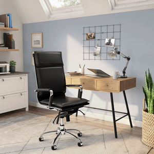 EuroStyle Gunar Pro Executive Leatherette Chair with Chrome Base and Adjustable Knee Tilt Black 25 D x 23 W x 46 H 01264BLK