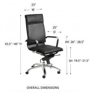 EuroStyle Gunar Pro Executive Leatherette Chair with Chrome Base and Adjustable Knee Tilt Black 25 D x 23 W x 46 H 01264BLK