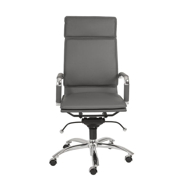 EuroStyle Gunar Pro Executive Leatherette Chair with Chrome Base and Adjustable Knee Tilt Gray 25 D x 23 W x 46 H 01264GRY