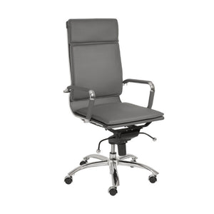 EuroStyle Gunar Pro Executive Leatherette Chair with Chrome Base and Adjustable Knee Tilt Gray 25 D x 23 W x 46 H 01264GRY