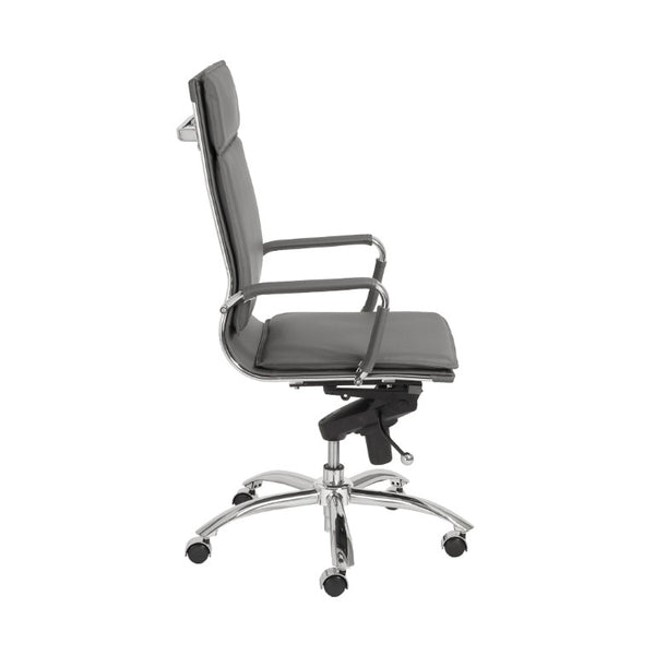 EuroStyle Gunar Pro Executive Leatherette Chair with Chrome Base and Adjustable Knee Tilt Gray 25 D x 23 W x 46 H 01264GRY