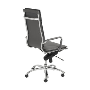 EuroStyle Gunar Pro Executive Leatherette Chair with Chrome Base and Adjustable Knee Tilt Gray 25 D x 23 W x 46 H 01264GRY