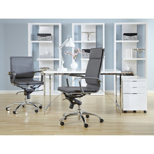 EuroStyle Gunar Pro Executive Leatherette Chair with Chrome Base and Adjustable Knee Tilt Gray 25 D x 23 W x 46 H 01264GRY