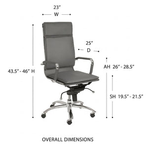EuroStyle Gunar Pro Executive Leatherette Chair with Chrome Base and Adjustable Knee Tilt Gray 25 D x 23 W x 46 H 01264GRY