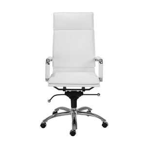 EuroStyle Gunar Pro Executive Leatherette Chair with Chrome Base and Adjustable Knee Tilt White 25 D x 23 W x 46 H 01264WHT