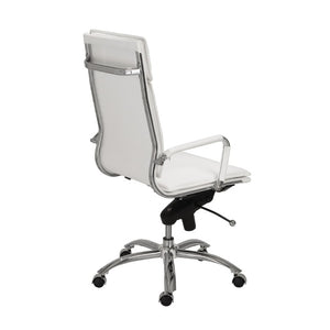 EuroStyle Gunar Pro Executive Leatherette Chair with Chrome Base and Adjustable Knee Tilt White 25 D x 23 W x 46 H 01264WHT