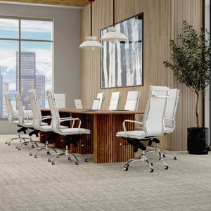EuroStyle Gunar Pro Executive Leatherette Chair with Chrome Base and Adjustable Knee Tilt White 25 D x 23 W x 46 H 01264WHT