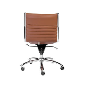 EuroStyle Dirk Armless Low Profile Office Chair Leatherette Bungee Support Chrome Base 01266COG