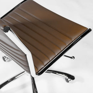 EuroStyle Dirk Armless Low Profile Office Chair Leatherette Bungee Support Chrome Base 01266COG