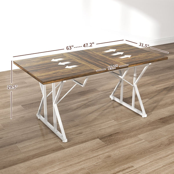 English Elm Mid-century Nordic Rubberwood Dining Table Seats Four with Dark Mahogany Finish T3971P429249