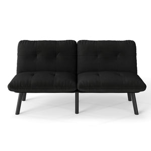 English Elm Black Convertible Folding Modern sofa Bed Velvet Upholstered 3-in-1 Sofa Lounge Bed, Metal Frame, Easy Assembly W570P243377