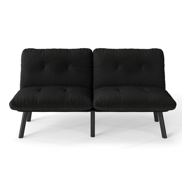 English Elm Black Convertible Folding Modern sofa Bed Velvet Upholstered 3-in-1 Sofa Lounge Bed, Metal Frame, Easy Assembly W570P243377