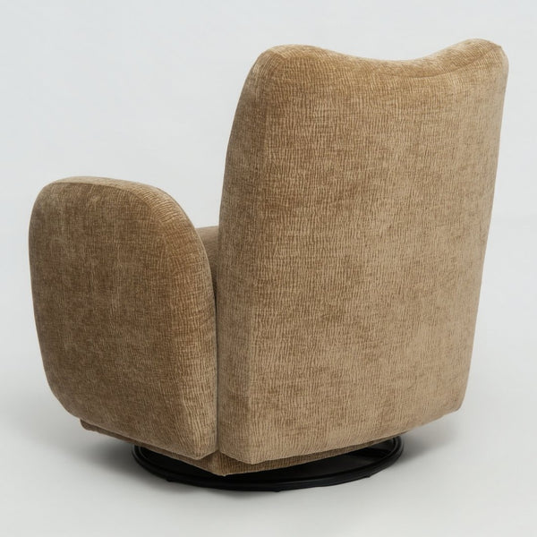 English Elm 360° 360 Swivel Accent Chair Plush Chenille Upholstered Circular Seat for Living Room Office Camel+Brown W2901P463504