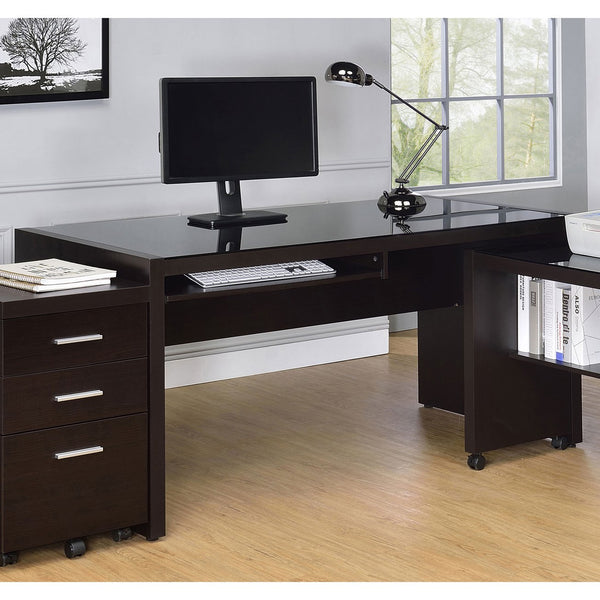 English Elm Norwell Cappuccino Computer Desk 60" Wide with Left Keyboard Tray, Engineered Wood, Modern Office B062P337735