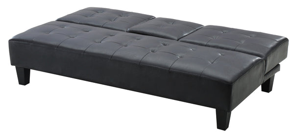 English Elm Richie G140-S Sofa Bed Black PU Faux Leather Convertible Sleeper with Cup Holders, Durable Frame B078108030