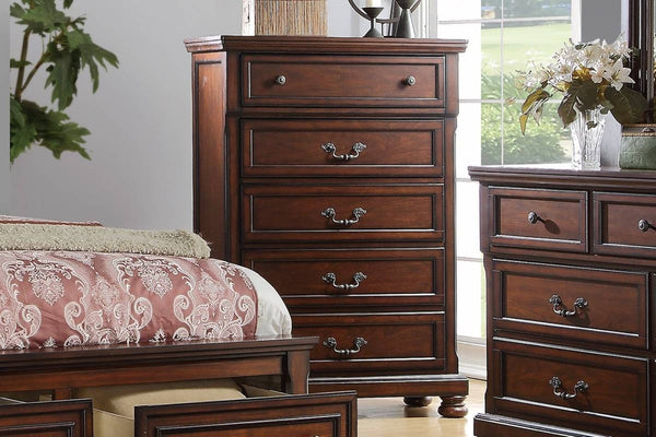English Elm Traditional Cherry Wood Tall Chest with Bun Feet Classic Hardware Bedroom Storage B011P448874